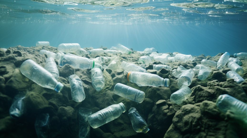 Pollution mer bouteille en plastique